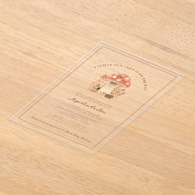 Invitaciones Acrílicas A Little Fun Guy Mushroom Fall Baby Shower  (Distribución )