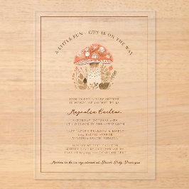 Invitaciones Acrílicas A Little Fun Guy Mushroom Fall Baby Shower 