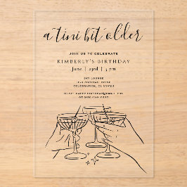 Invitaciones Acrílicas A Tini Bit Older Black Cocktail Birthday Party