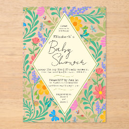 Invitaciones Acrílicas Abeja de miel, galimatías, mariposa, libélula y fl