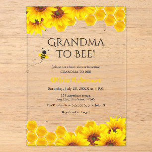 Invitaciones Acrílicas Abuela amarilla floral de Honeycomb se va a Baby S