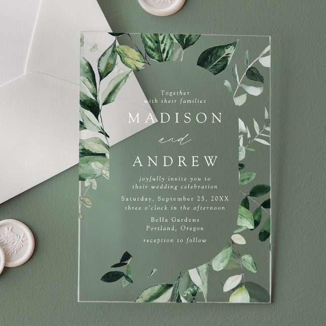 Invitaciones Acrílicas Abundant Greenery Oval Frame Boda (Subido por el creador)