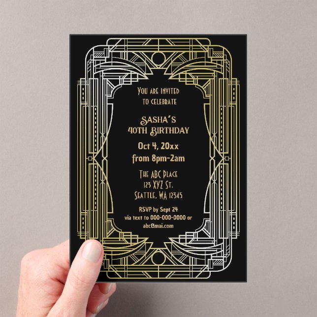 Invitaciones Acrílicas Abundante arte de los años 20, grandes gatsby de c (Insitu (portátil))