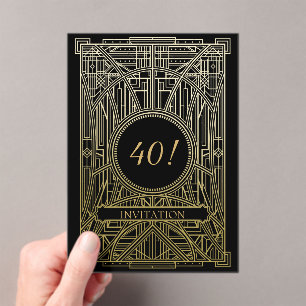 Invitaciones Acrílicas Abundante arte de los años 20, grandes gatsby de c