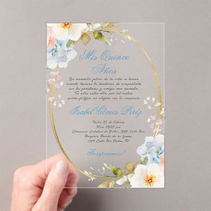 Invitaciones Acrílicas Acrilante suave rosa Quinceañera