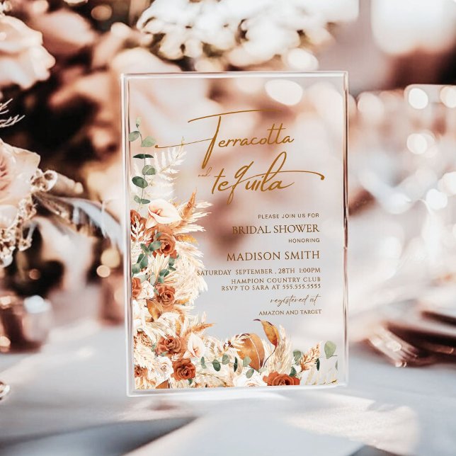 Invitaciones Acrílicas Acrílico Boho Pampas Grass Despedida de Soltera  A (Subido por el creador)