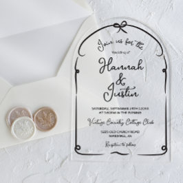 Invitaciones Acrílicas Acrílico de boda moderno y caprichoso dibujado a m
