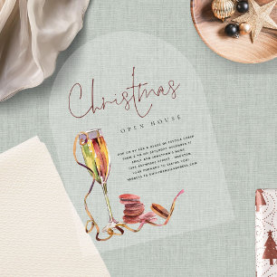 Invitaciones Acrílicas Acrílico de Casa Abierta de Navidad con Acuarela M