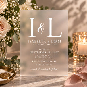 Invitaciones Acrílicas Acrílico Helado con Monograma Moderno