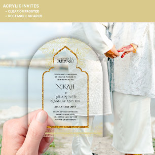 Invitaciones Acrílicas ACRÍLICO NIKAH - Boda Oro de la Mezquita Islámica