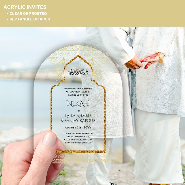 Invitaciones Acrílicas ACRÍLICO NIKAH - Boda Oro de la Mezquita Islámica  (Subido por el creador)