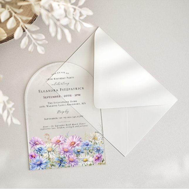 Invitaciones Acrílicas ACRYLIC ARCH 18 Birthday September Birth Flower  (Subido por el creador)