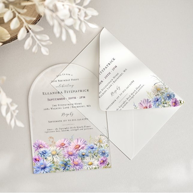 Invitaciones Acrílicas ACRYLIC ARCH 75 Birthday September Birth Flower  (Subido por el creador)