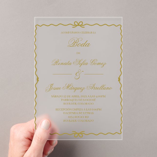Invitaciones Acrílicas Acrylic Coquet wreath Spanish wedding   (Insitu (portátil))