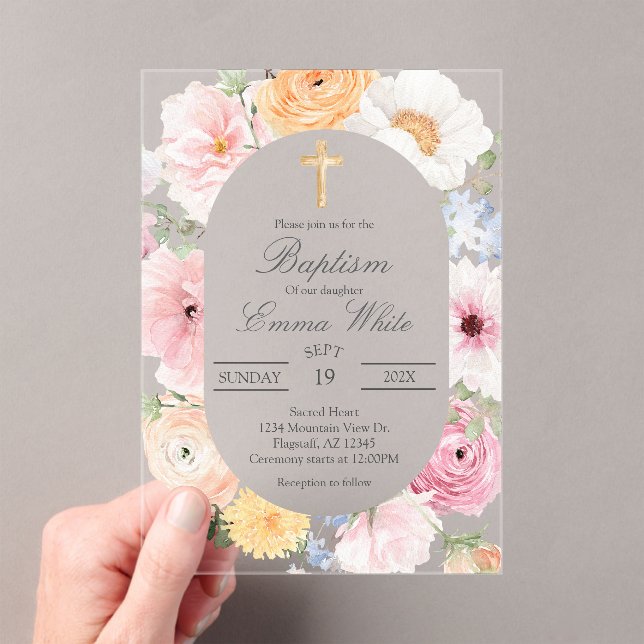 Invitaciones Acrílicas Acrylic Crucifix  baptism (Insitu (portátil))