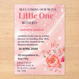 Invitaciones Acrílicas Acrylic Invitation Pink Floral Baby Shower