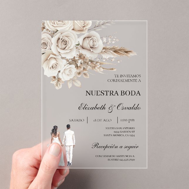 Invitaciones Acrílicas acrylic wedding with bride and groom  (Insitu (portátil))