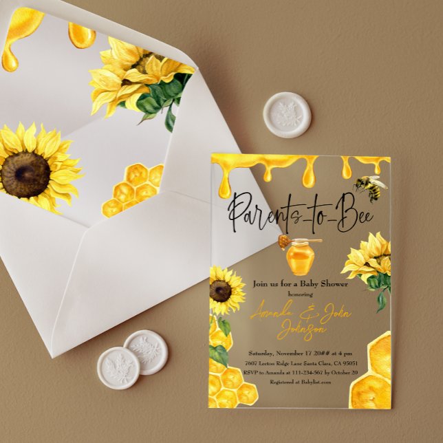 Invitaciones Acrílicas Acuarela Amarilla Miel Abeja Baby Shower (Subido por el creador)