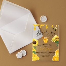 Invitaciones Acrílicas Acuarela Amarilla novia a ducha de novia