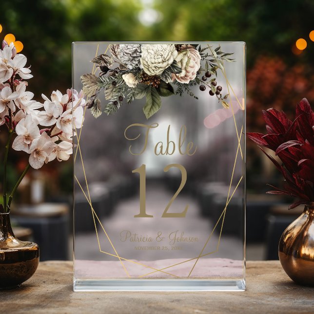 Invitaciones Acrílicas Acuarela boda botánico número de tabla acrílica (Subido por el creador)