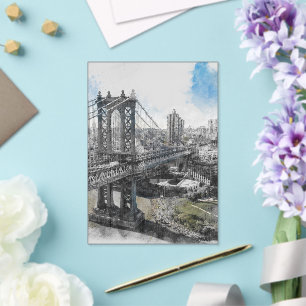 Invitaciones Acrílicas Acuarela Brooklyn Bridge Boda Acrílico 