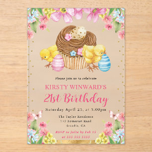Invitaciones Acrílicas Acuarela Chicas de Pascua Primavera 21 cumpleaños