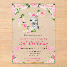 Invitaciones Acrílicas Acuarela Cumpleaños Infantil Cebra Selva Monada