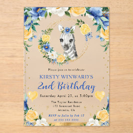 Invitaciones Acrílicas Acuarela Cumpleaños Infantil Cebra Selva Monada
