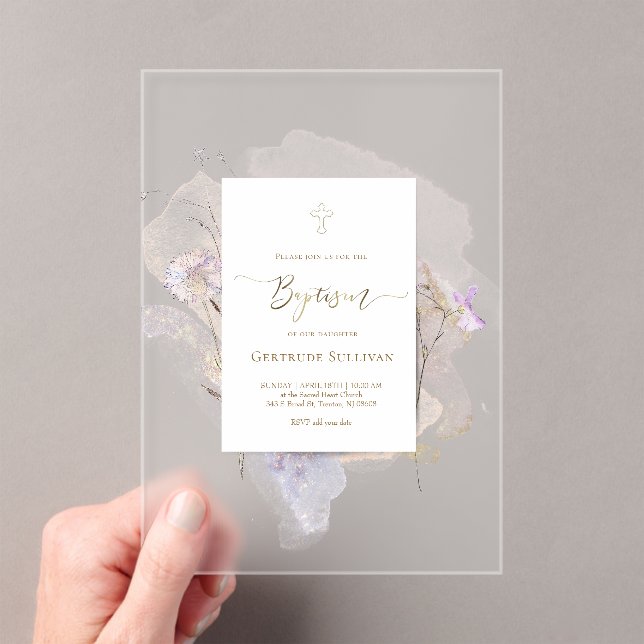 Invitaciones Acrílicas acuarela floral Bautismo (Insitu (portátil))