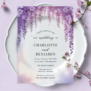 Invitaciones Acrílicas Acuarela Floral Elegante de Wisteria para Boda