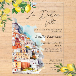 Invitaciones Acrílicas Acuarela La Dolce Vita Ducha Italiana de Novias