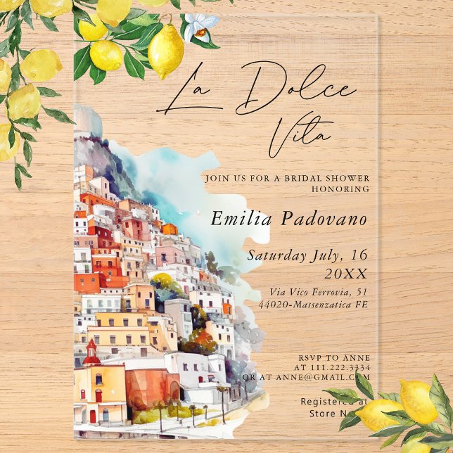 Invitaciones Acrílicas Acuarela La Dolce Vita Ducha Italiana de Novias (Subido por el creador)