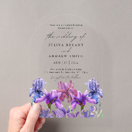 Invitaciones Acrílicas acuarela moderna boda de escritura floral Iris