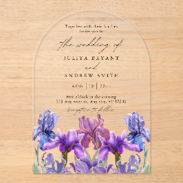 Invitaciones Acrílicas acuarela moderna boda de escritura floral Iris