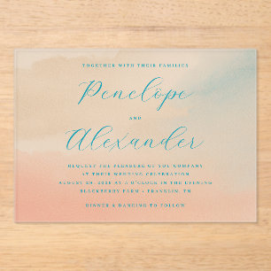 Invitaciones Acrílicas Acuarela Pastel Romántica