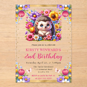 Invitaciones Acrílicas Acuarela Semana Santa Hedgehog Primavera Cumpleaño