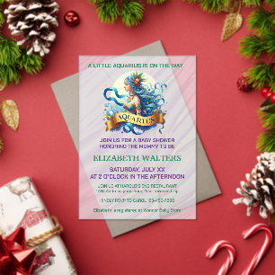 Invitaciones Acrílicas Acuario Zodíaco Baby Shower Lavanda y Verde