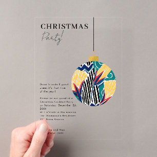 Invitaciones Acrílicas Adorno Navideño Elegante Fiesta de Navidad