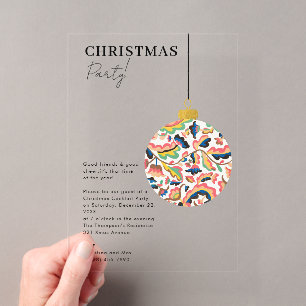 Invitaciones Acrílicas Adorno Navideño Elegante Fiesta de Navidad