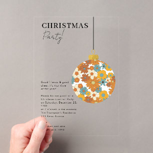 Invitaciones Acrílicas Adorno Navideño Elegante Fiesta de Navidad
