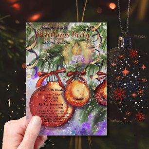 Invitaciones Acrílicas Adornos de Navidad de acuarela de lujo y pino