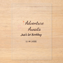 Invitaciones Acrílicas Adventure awaits 1st birthday name date planeretro