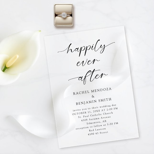 Invitaciones Acrílicas Afortunadamente Después De Una Elegante Boda Mínim (Subido por el creador)