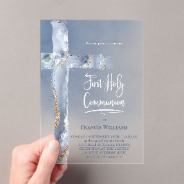 Invitaciones Acrílicas agar azul | Primera Comunión