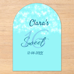 Invitaciones Acrílicas Ágata turquesa teal dulce cumpleaños 16 agregar no