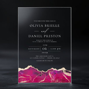 Invitaciones Acrílicas Agate de oro rosado elegante Boda moderno