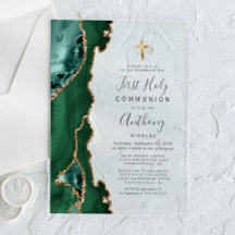 Agate Geode Green Gold First Holy Communición