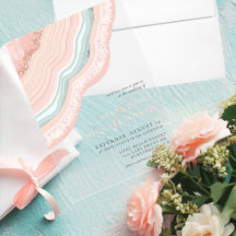 Agate Geode Purpurina Boda Rosa Gold ID647