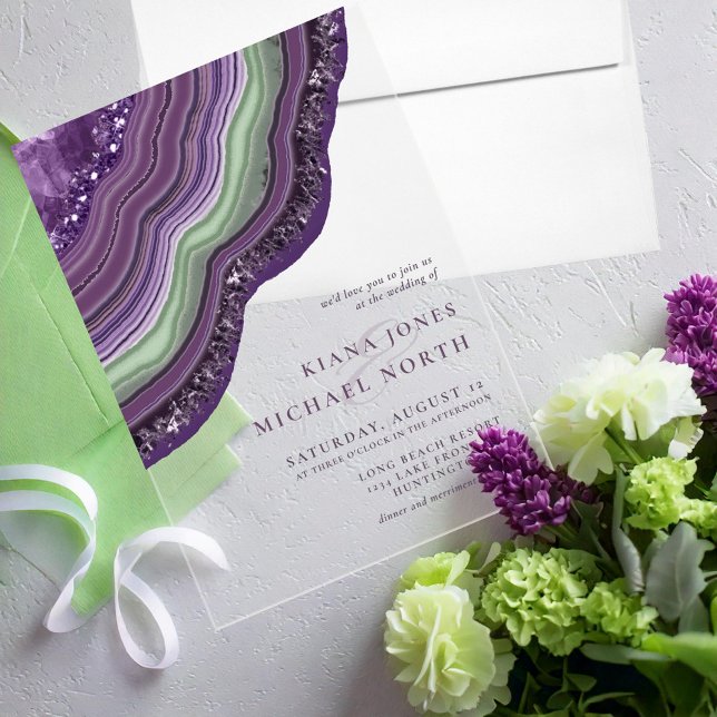 Invitaciones Acrílicas Agate Geode Purpurina Boda Violet ID647 (Subido por el creador)