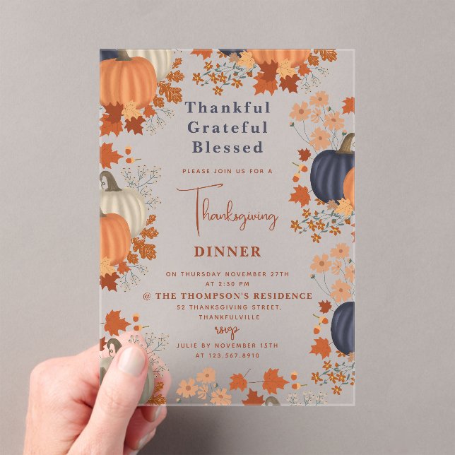 Invitaciones Acrílicas Agradecidos y agradecidos Día de Acción de Gracias (Insitu (portátil))